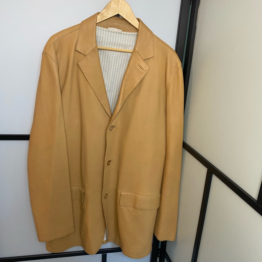 Zegna Leather Men Jacket - S54 XL